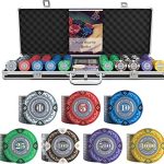 Bullets Playing Cards - Großer Pokerkoffer Tony Deluxe Pokerset mit 500 Clay Pokerchips, Poker-Anleitung, Dealer Button und Bullets Plastik Pokerkarten  